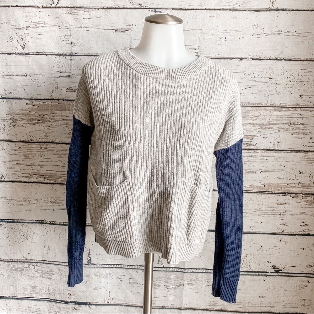 Patch Pocket Pullover Sweater In Colorblock - image 4